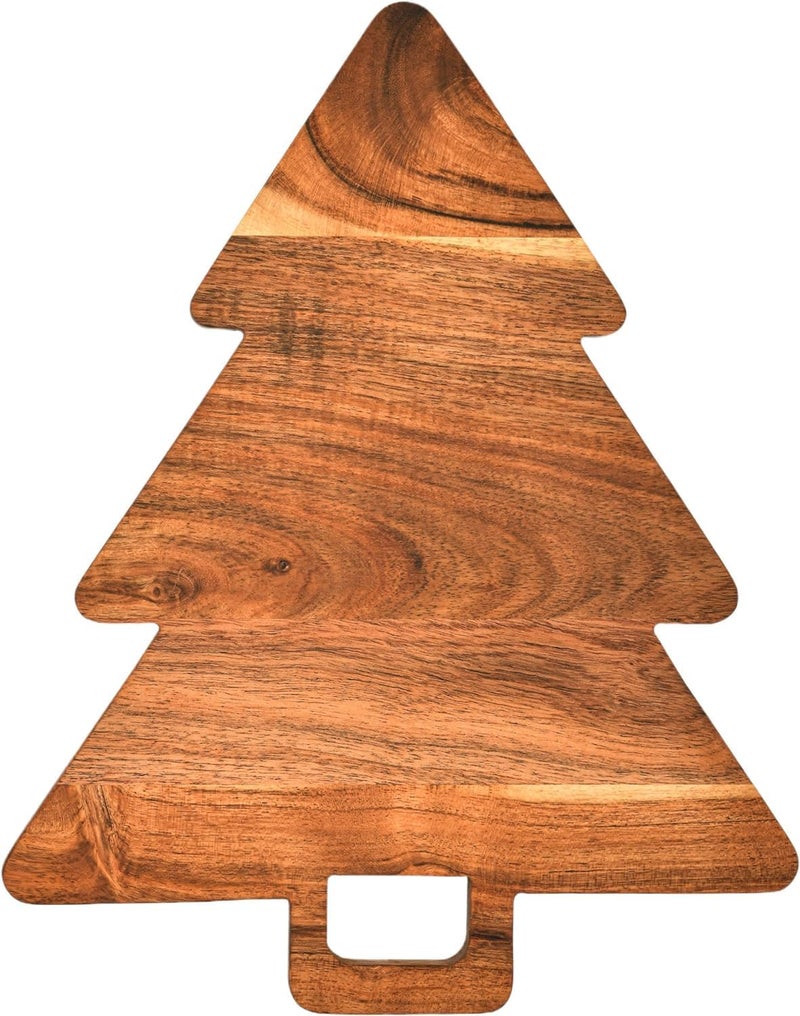 Affinity Decor Christmas Tree Shaped Wood Cutting Board for kitchen, Christmas Tree Wooden Serving Tray with Handle, Christmas Decoration Charcuterie Tree Boards 14"L x 11"W - Image 1